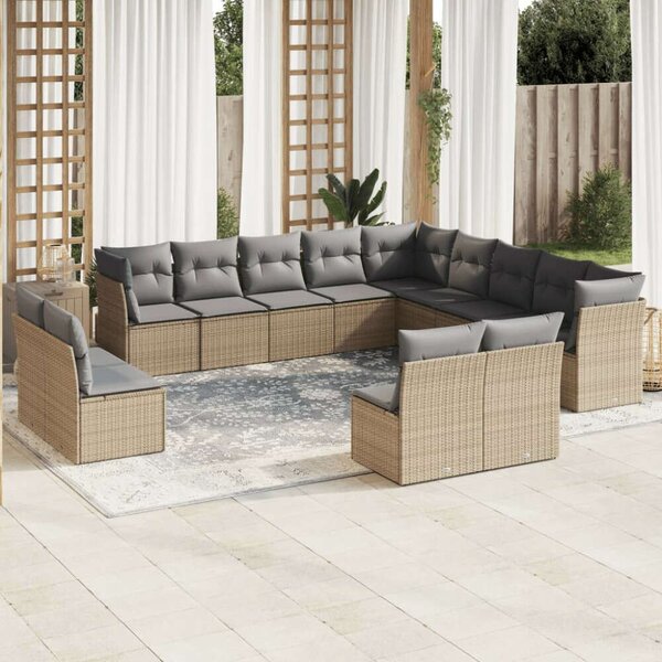 VidaXL Polyrattan Kerti Ülőgarnitúra - 13 részes - Bézs