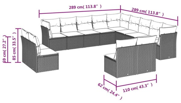 VidaXL Polyrattan Kerti Ülőgarnitúra - 13 részes - Bézs