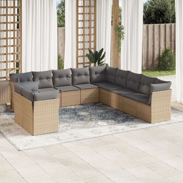 Polyrattan Kerti Ülőgarnitúra - 11 részes - Bézs