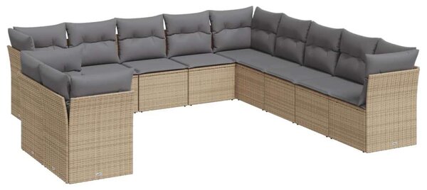 Polyrattan Kerti Ülőgarnitúra - 11 részes - Bézs