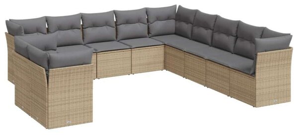 Polyrattan Kerti Ülőgarnitúra - 11 részes - Bézs