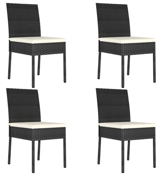 5 részes fekete polyrattan kerti étkezőgarnitúra