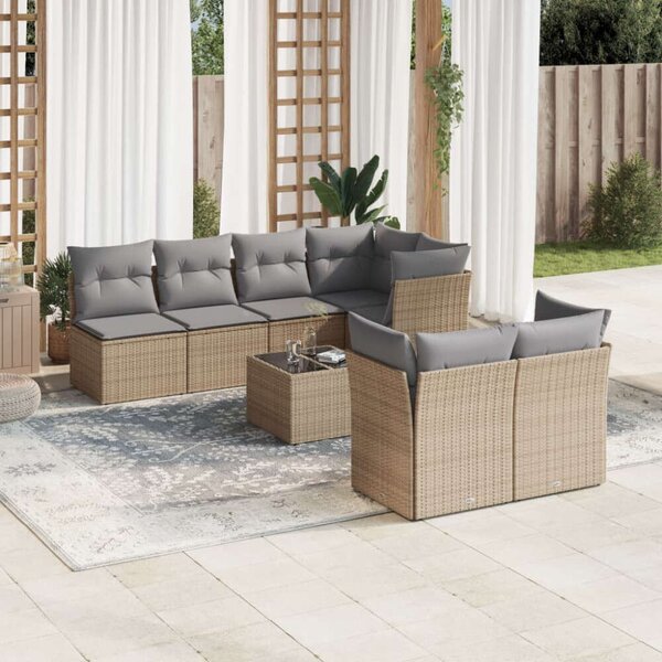 VidaXL Polyrattan Kerti Ülőgarnitúra - 8 részes - Bézs