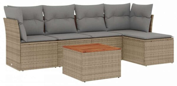 VidaXL 6 részes vegyes bézs polyrattan kerti ülőgarnitúra párnákkal