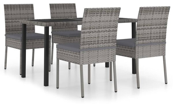 5 részes szürke polyrattan kerti étkezőgarnitúra