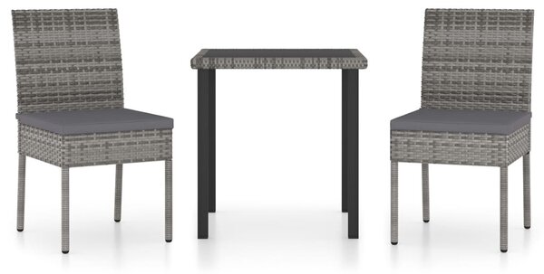 3 részes szürke polyrattan kerti étkezőgarnitúra