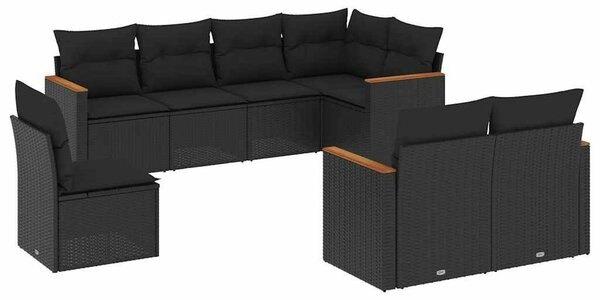 VidaXL Polyrattan Kerti Ülőgarnitúra - 8 részes - Fekete