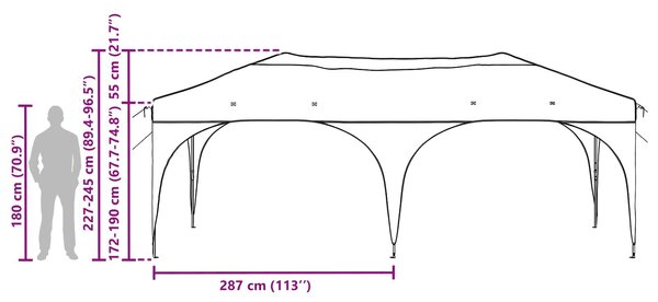 VidaXL Parti sátor 575 x 288 x 245 cm Tópszínű Oxford Szövet