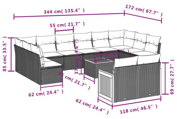 VidaXL Polyrattan Kerti Ülőgarnitúra - 13 részes - Bézs