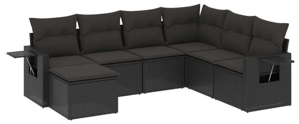 VidaXL 7 Részes Polyrattan Kerti Ülőgarnitúra - Fekete
