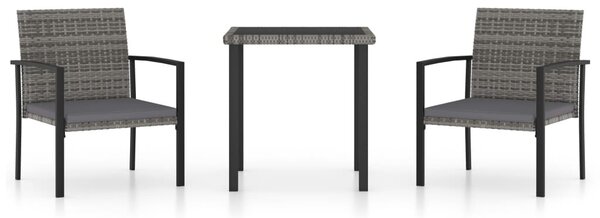 3 részes szürke polyrattan kerti étkezőgarnitúra