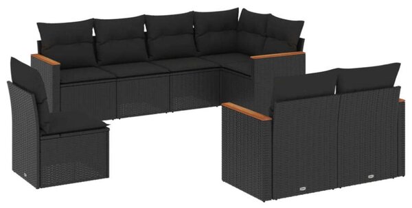 VidaXL Polyrattan Kerti Ülőgarnitúra - 8 részes - Fekete
