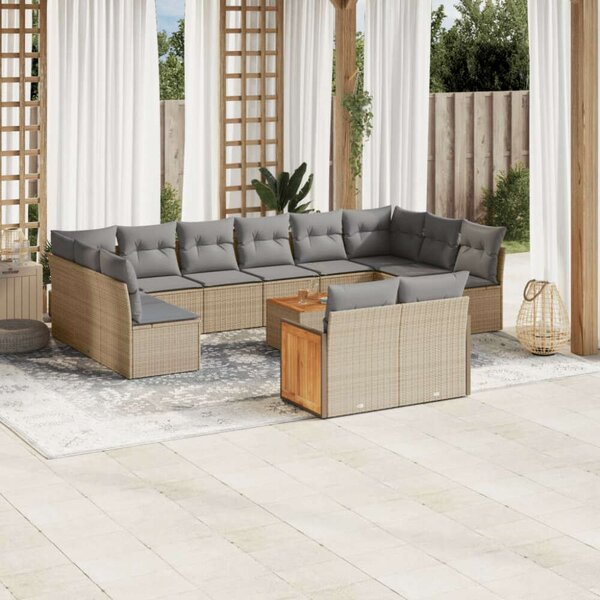 VidaXL Polyrattan Kerti Ülőgarnitúra - 13 részes - Bézs