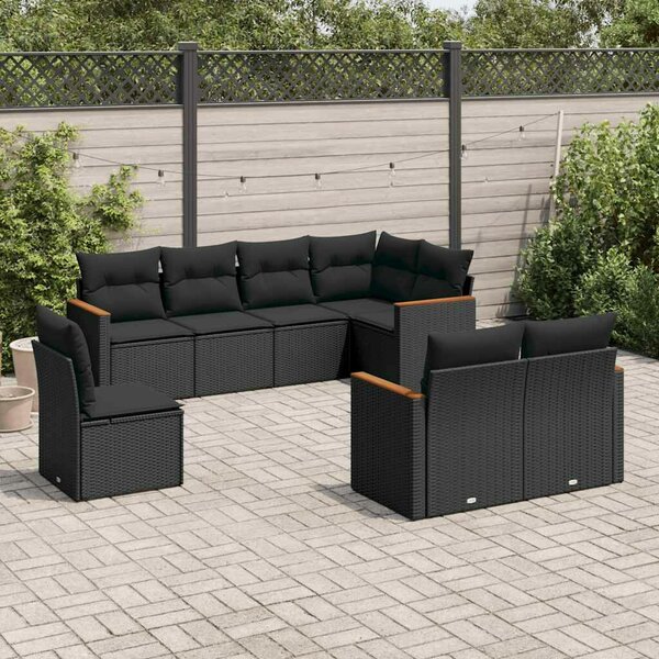 VidaXL Polyrattan Kerti Ülőgarnitúra - 8 részes - Fekete