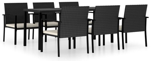 7 részes fekete polyrattan kerti étkezőgarnitúra