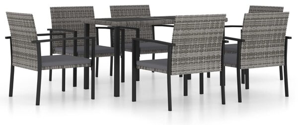 7 részes szürke polyrattan kerti étkezőgarnitúra