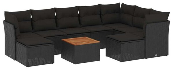 VidaXL Polyrattan Kerti Ülőgarnitúra - 10 részes - Fekete