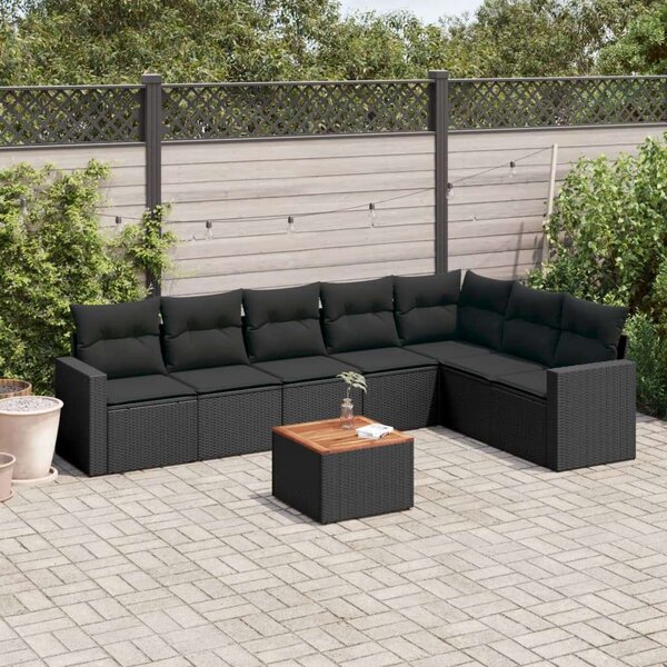 VidaXL Polyrattan Kerti Ülőgarnitúra - 8 részes - Fekete