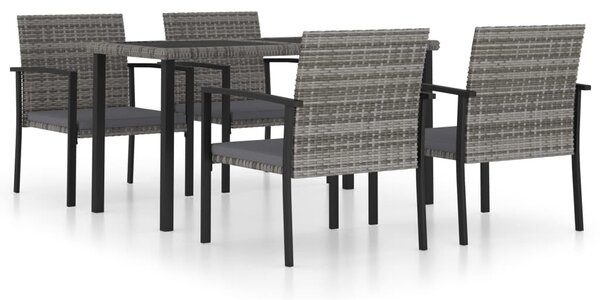 5 részes szürke polyrattan kerti étkezőgarnitúra