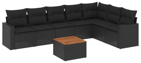 VidaXL Polyrattan Kerti Ülőgarnitúra - 8 részes - Fekete