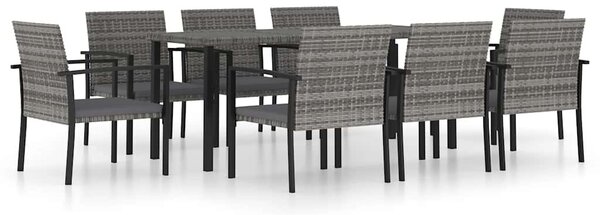 9 részes szürke polyrattan kerti étkezőgarnitúra
