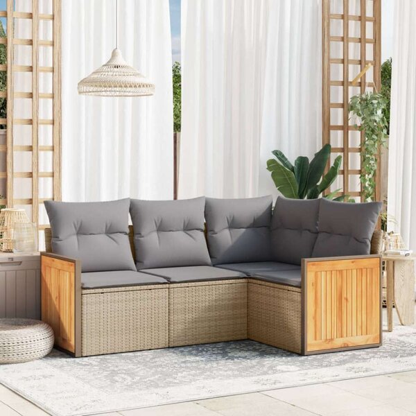 VidaXL Polyrattan Kerti Ülőgarnitúra - 4 részes - Bézs