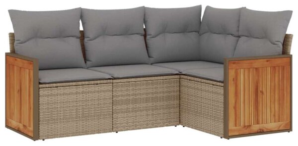 VidaXL Polyrattan Kerti Ülőgarnitúra - 4 részes - Bézs