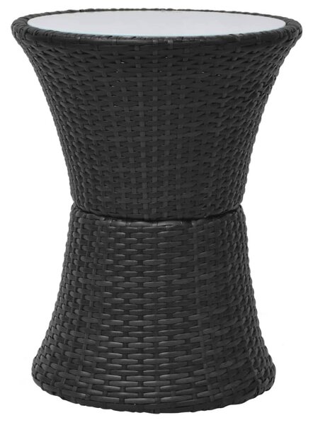 3 darabos fekete polyrattan bisztrószett párnákkal