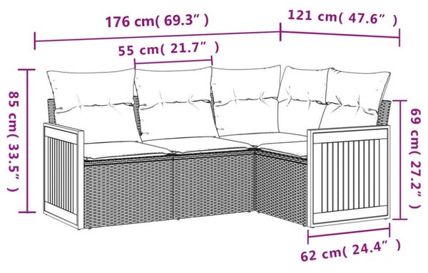 VidaXL Polyrattan Kerti Ülőgarnitúra - 4 részes - Bézs
