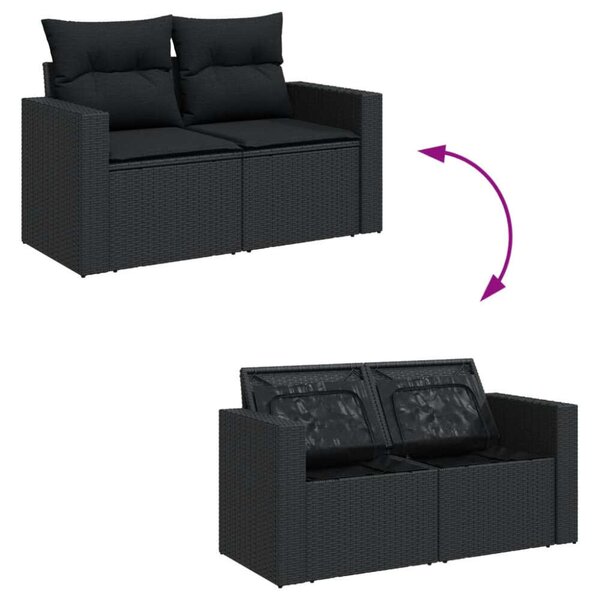 VidaXL Polyrattan Kerti Ülőgarnitúra - 9 részes - Fekete
