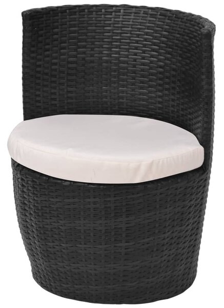 3 darabos fekete polyrattan bisztrószett párnákkal