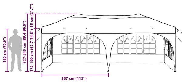 VidaXL Parti sátor 575 x 288 x 245 cm Barna Oxford Szövet