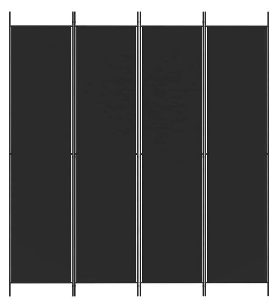 4 paneles fekete szövet térelválasztó 200x220 cm