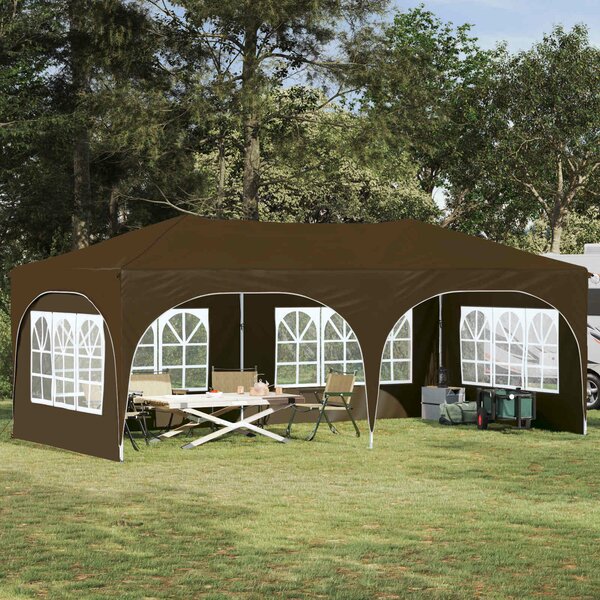 VidaXL Parti sátor 575 x 288 x 245 cm Tópszínű Oxford Szövet