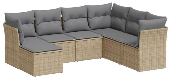 VidaXL Polyrattan Kerti Ülőgarnitúra - 7 részes - Bézs