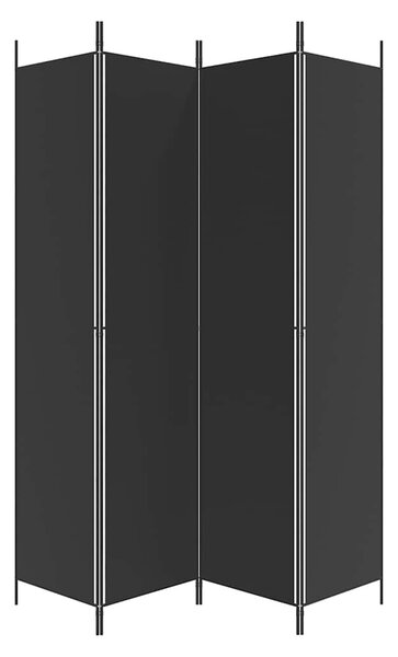 4 paneles fekete szövet térelválasztó 200x220 cm