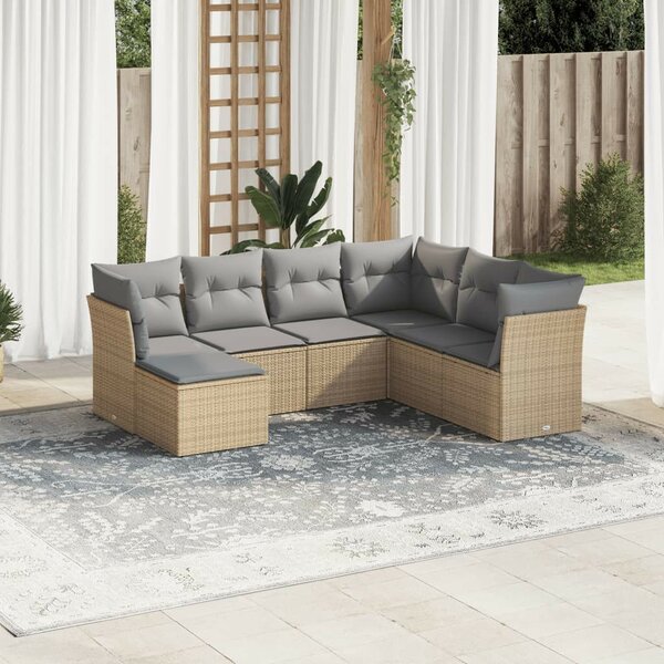 VidaXL Polyrattan Kerti Ülőgarnitúra - 7 részes - Bézs