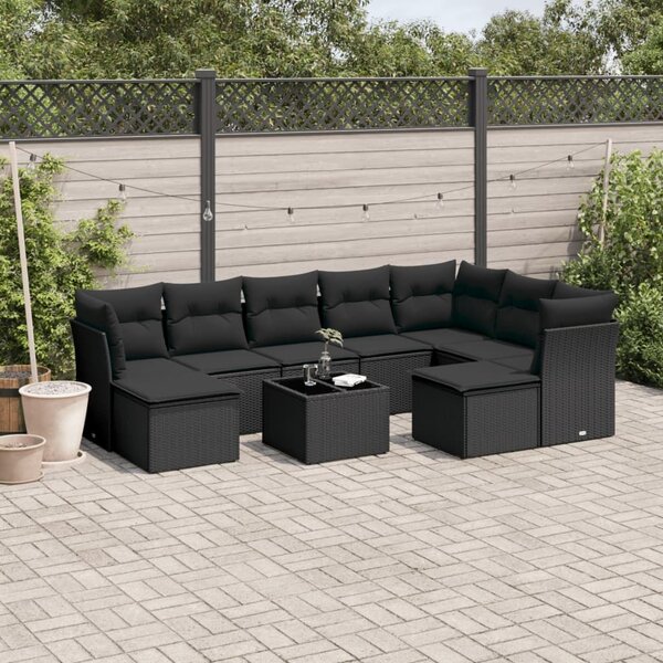 VidaXL Polyrattan Kerti Ülőgarnitúra - 10 részes - Fekete