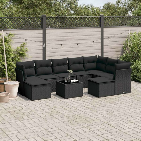 VidaXL Polyrattan Kerti Ülőgarnitúra - 10 részes - Fekete