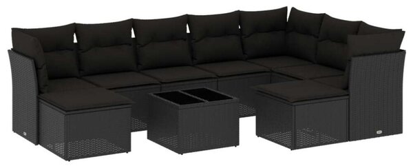 VidaXL Polyrattan Kerti Ülőgarnitúra - 10 részes - Fekete