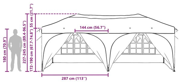 VidaXL Parti sátor 575 x 288 x 245 cm Kék Oxford Szövet