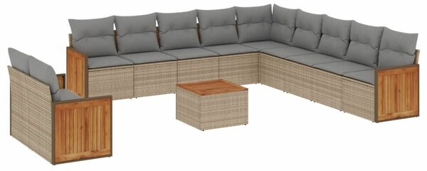 VidaXL Polyrattan Kerti Ülőgarnitúra - 12 részes - Bézs
