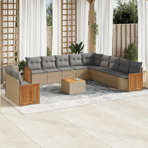 VidaXL Polyrattan Kerti Ülőgarnitúra - 12 részes - Bézs
