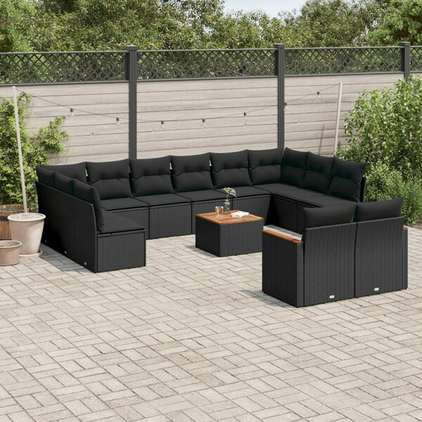 VidaXL Polyrattan Kerti Ülőgarnitúra - 13 részes - Fekete