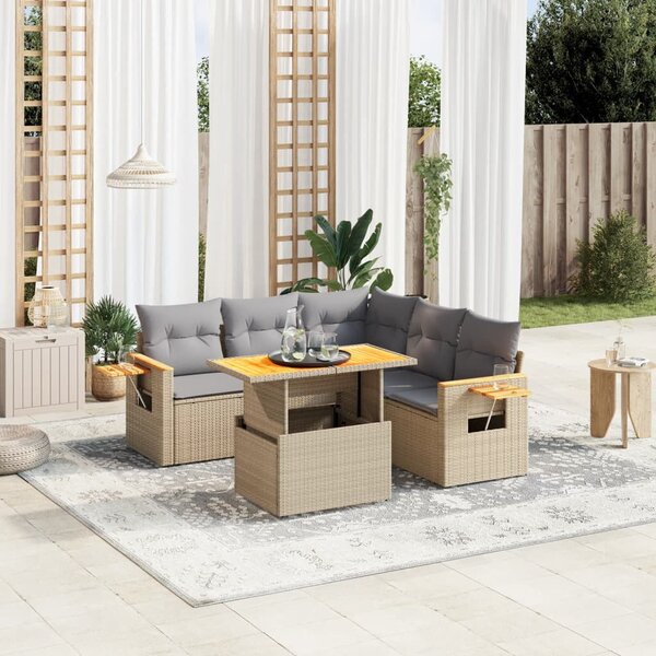 VidaXL Polyrattan Kerti Ülőgarnitúra - 6 részes - Bézs
