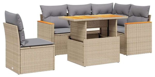 VidaXL Polyrattan Kerti Ülőgarnitúra - 6 részes - Bézs