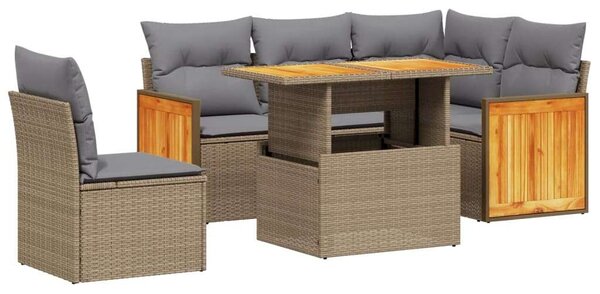 VidaXL Polyrattan Kerti Ülőgarnitúra - 6 részes - Bézs