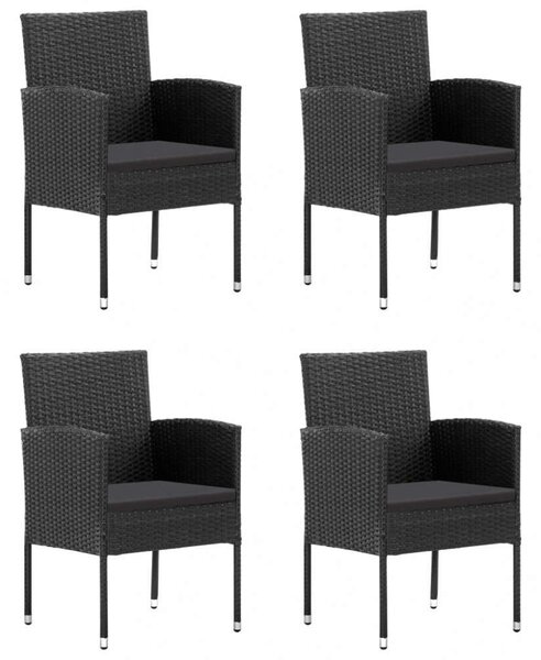 VidaXL 5 Részes Fekete Polyrattan Kerti Étkezőgarnitúra