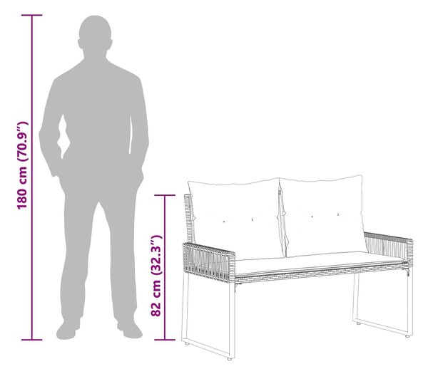 VidaXL Kerti pad párnával 4 pcs Fekete és krémfehér polirattan
