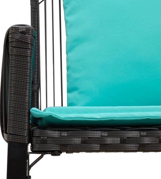 VidaXL Kerti pad párnával 4 pcs Fekete és Türkiz polirattan